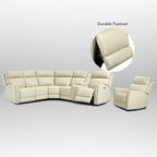 104 W 6 Seater Genuine Leather Power Sectional and 39 W Recliner Set with Zero Gravity, USB Ports, 2 stationaryarmlesschairs
