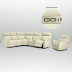 104 W 6 Seater Genuine Leather Power Sectional and 39 W Recliner Set with Zero Gravity, USB Ports, 2 stationaryarmlesschairs