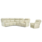 104 W 6 Seater Genuine Leather Power Sectional and 39 W Recliner Set with Zero Gravity, USB Ports, 2 stationaryarmlesschairs