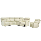104 W 6 Seater Genuine Leather Power Sectional and 39 W Recliner Set with Zero Gravity, USB Ports, 2 stationaryarmlesschairs