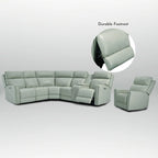 104 W 6 Seater Genuine Leather Power Sectional and 39 W Recliner Set with Zero Gravity, USB Ports, 2 stationaryarmlesschairs