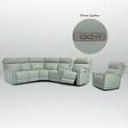 104 W 6 Seater Genuine Leather Power Sectional and 39 W Recliner Set with Zero Gravity, USB Ports, 2 stationaryarmlesschairs