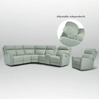 104 W 6 Seater Genuine Leather Power Sectional and 39 W Recliner Set with Zero Gravity, USB Ports, 2 stationaryarmlesschairs