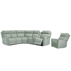 104 W 6 Seater Genuine Leather Power Sectional and 39 W Recliner Set with Zero Gravity, USB Ports, 2 stationaryarmlesschairs