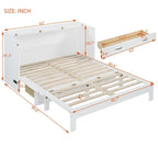 Queen Size Foldable Murphy Bed with Storage Drawers & USB Charging,Space Saving Wall Bed