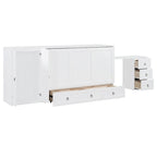 Queen Size Murphy Bed with USB Port, Large Drawer and Desk Combo for Bedroom