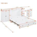 Queen Size Murphy Bed with USB Port, Large Drawer and Desk Combo for Bedroom