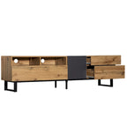Wood+Grey 70 TV Stand with Double Storage & Drop-Down Door for TVs Up to 80