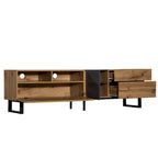 Wood+Grey 70 TV Stand with Double Storage & Drop-Down Door for TVs Up to 80