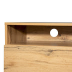 Wood+Grey 70 TV Stand with Double Storage & Drop-Down Door for TVs Up to 80