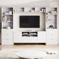 White 112.5 Entertainment Wall Unit with 13 Shelves, 8 Drawers and 2 Cabinets for TVs Up to 70