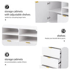 White 112.5 Entertainment Wall Unit with 13 Shelves, 8 Drawers and 2 Cabinets for TVs Up to 70