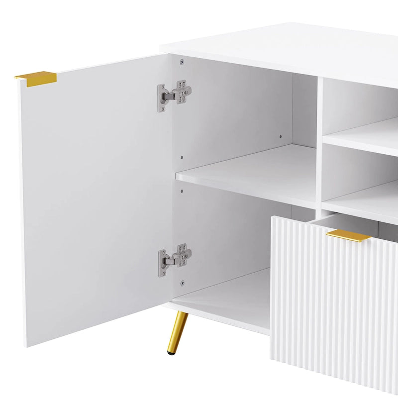 White 112.5 Entertainment Wall Unit with 13 Shelves, 8 Drawers and 2 Cabinets for TVs Up to 70