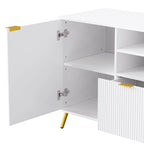 White 112.5 Entertainment Wall Unit with 13 Shelves, 8 Drawers and 2 Cabinets for TVs Up to 70