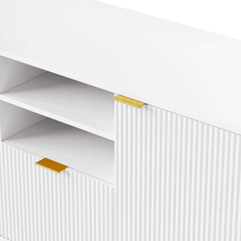 White 112.5 Entertainment Wall Unit with 13 Shelves, 8 Drawers and 2 Cabinets for TVs Up to 70