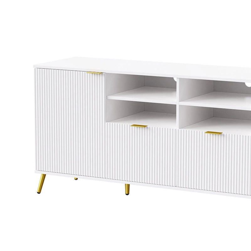 White 112.5 Entertainment Wall Unit with 13 Shelves, 8 Drawers and 2 Cabinets for TVs Up to 70