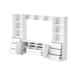 White 112.5 Entertainment Wall Unit with 13 Shelves, 8 Drawers and 2 Cabinets for TVs Up to 70