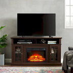Espresso 58 Fireplace TV Stand with Open & Closed Storage for TVs Up to 65