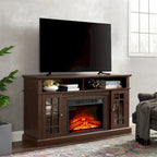 Espresso 58 Fireplace TV Stand with Open & Closed Storage for TVs Up to 65
