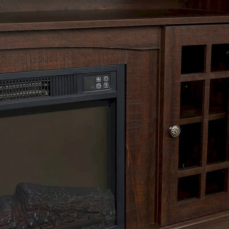 Espresso 58 Fireplace TV Stand with Open & Closed Storage for TVs Up to 65