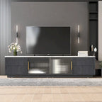 Black,White 62.9 TV Stand with 4 Drawers & Large Cabinet for TVs Up to 70