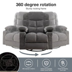 Grey Oversized Rocker Recliner with Heat & USB Charging