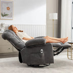 Grey Oversized Rocker Recliner with Heat & USB Charging