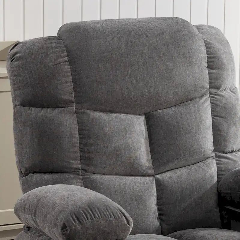 Grey Oversized Rocker Recliner with Heat & USB Charging