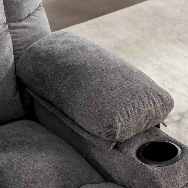 Grey Oversized Rocker Recliner with Heat & USB Charging