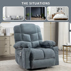 Grey Oversized Rocker Recliner with Heat & USB Charging