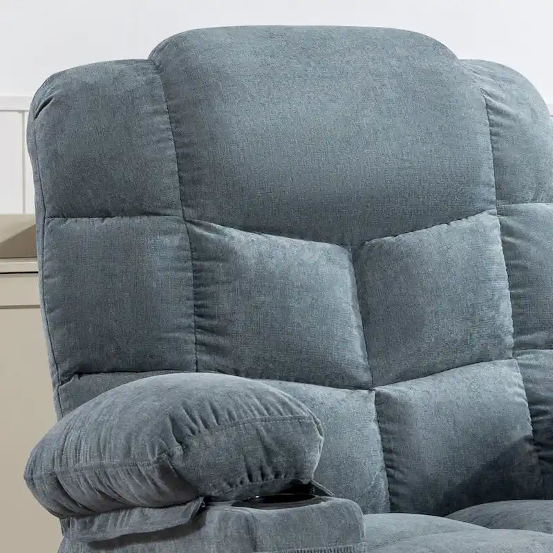 Grey Oversized Rocker Recliner with Heat & USB Charging