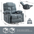 Grey Oversized Rocker Recliner with Heat & USB Charging