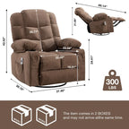 Grey Oversized Rocker Recliner with Heat & USB Charging