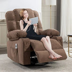 Grey Oversized Rocker Recliner with Heat & USB Charging