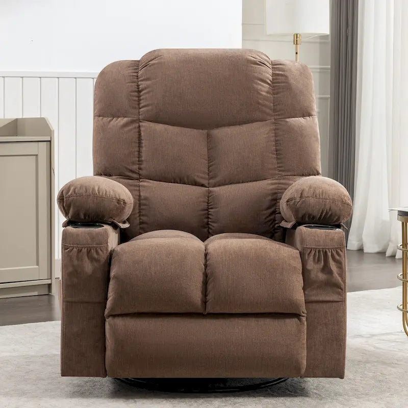 Grey Oversized Rocker Recliner with Heat & USB Charging