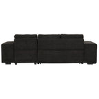 104.5 Charcoal L-Shaped 3 Seater Convertible Sofa with Pull-Out Bed, Storage Chaise and 2 Stools for Living Room