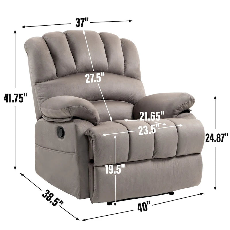 Brown Oversized Manual Recliner featuring 155 Recline, Easy Assembly, and Generous Design for Your Living Room