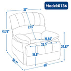 Brown Oversized Manual Recliner featuring 155 Recline, Easy Assembly, and Generous Design for Your Living Room