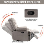 Brown Oversized Manual Recliner featuring 155 Recline, Easy Assembly, and Generous Design for Your Living Room