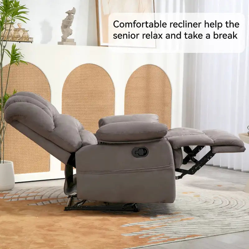 Brown Oversized Manual Recliner featuring 155 Recline, Easy Assembly, and Generous Design for Your Living Room