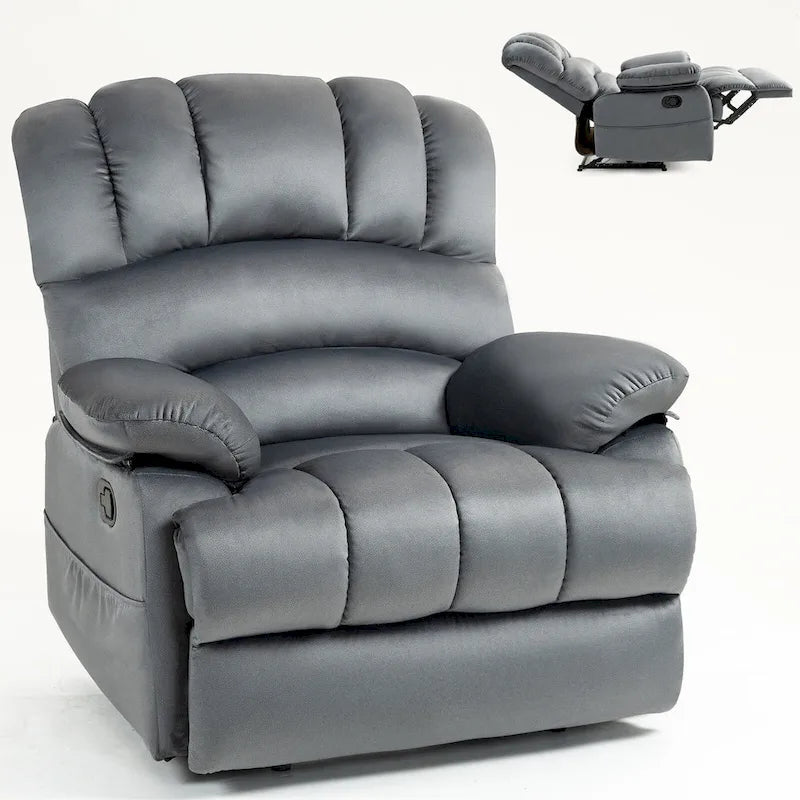 Brown Oversized Manual Recliner featuring 155 Recline, Easy Assembly, and Generous Design for Your Living Room