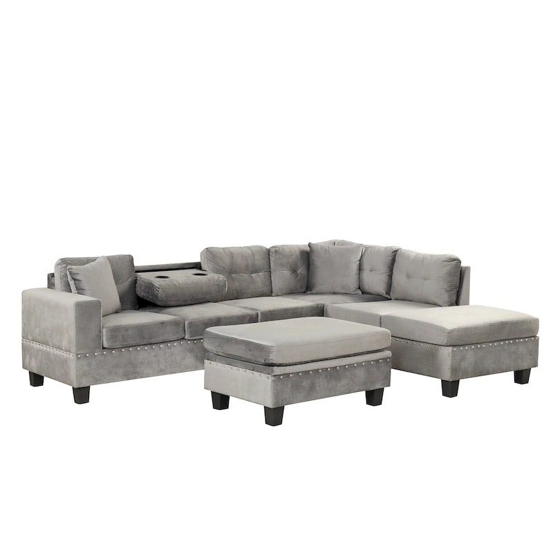 105 L-Shaped 7-Seater Modern Sofa with Storage Ottoman