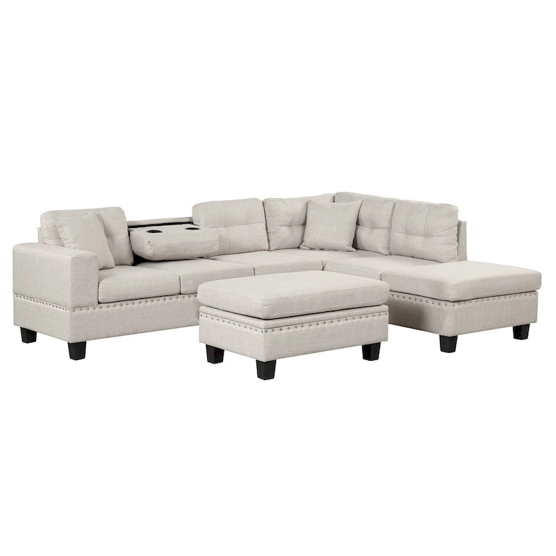 105 L-Shaped 7-Seater Modern Sofa with Storage Ottoman