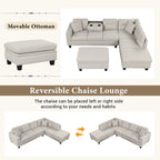 105 L-Shaped 7-Seater Modern Sofa with Storage Ottoman