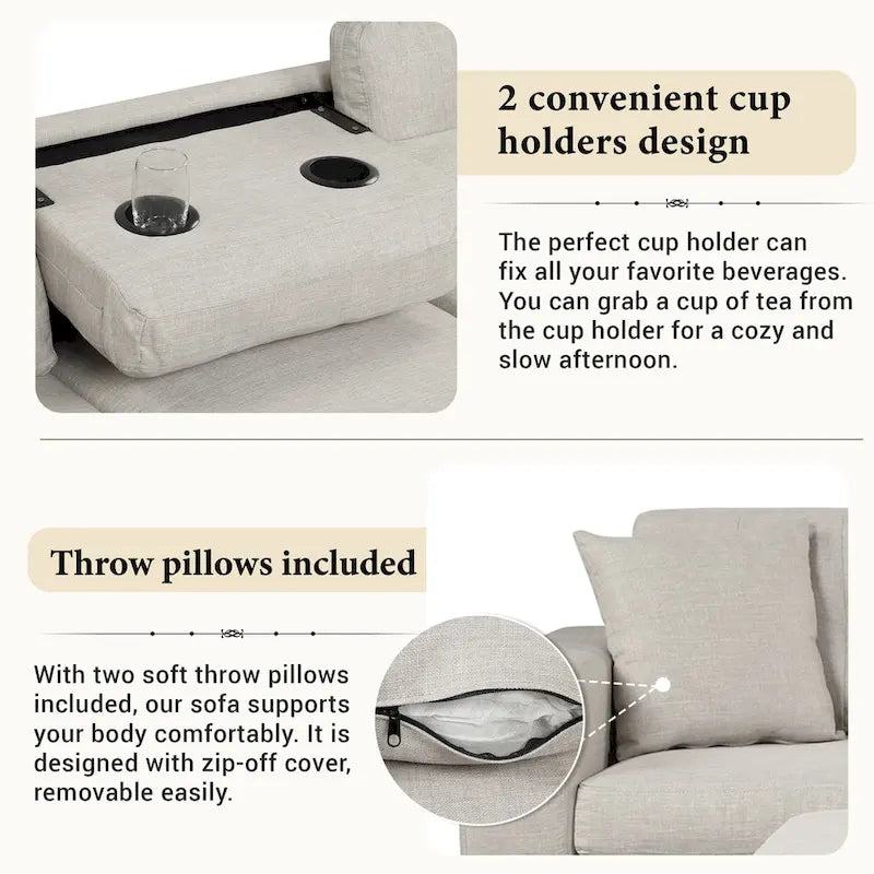 105 L-Shaped 7-Seater Modern Sofa with Storage Ottoman