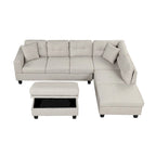 105 L-Shaped 7-Seater Modern Sofa with Storage Ottoman