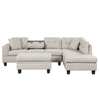 105 L-Shaped 7-Seater Modern Sofa with Storage Ottoman