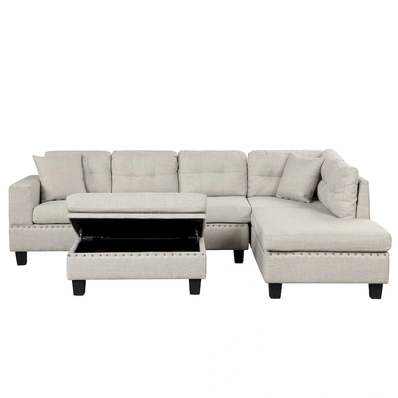 105 L-Shaped 7-Seater Modern Sofa with Storage Ottoman