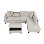 105 L-Shaped 7-Seater Modern Sofa with Storage Ottoman