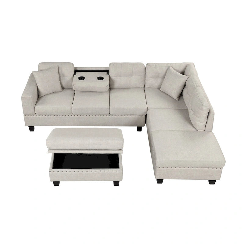 105 L-Shaped 7-Seater Modern Sofa with Storage Ottoman